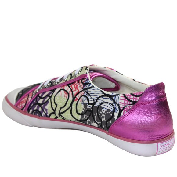Coach Barrett Graffiti Abstract Op Art Logo Metallic Pink Low Sneaker, Size 10 - Picture 4 of 12